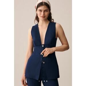 NWT Anthropologie Maeve Deep-V Button-Front Vest - Size L MSRP $108